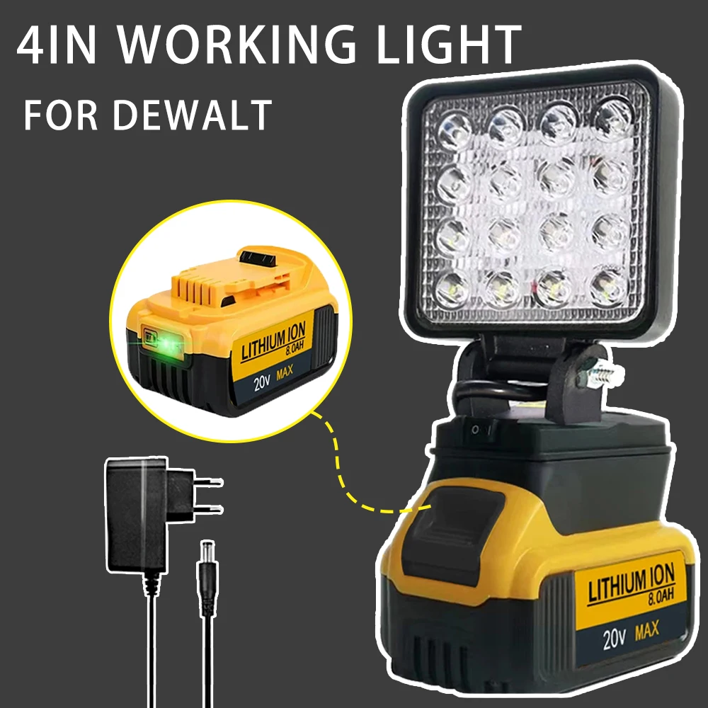 Portable Light For Dewalt 18V Battery Work Light Camping Led Portable Spotlights Cordless Outdoor Work Lamp Fishing Light