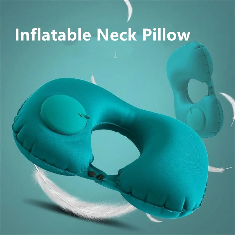 Portable Mini Inflatable Neck Pillow U Shape Air Pillow Neckrest Head Rest Sleeping Resting Travel Pillow For Airplane Train Car