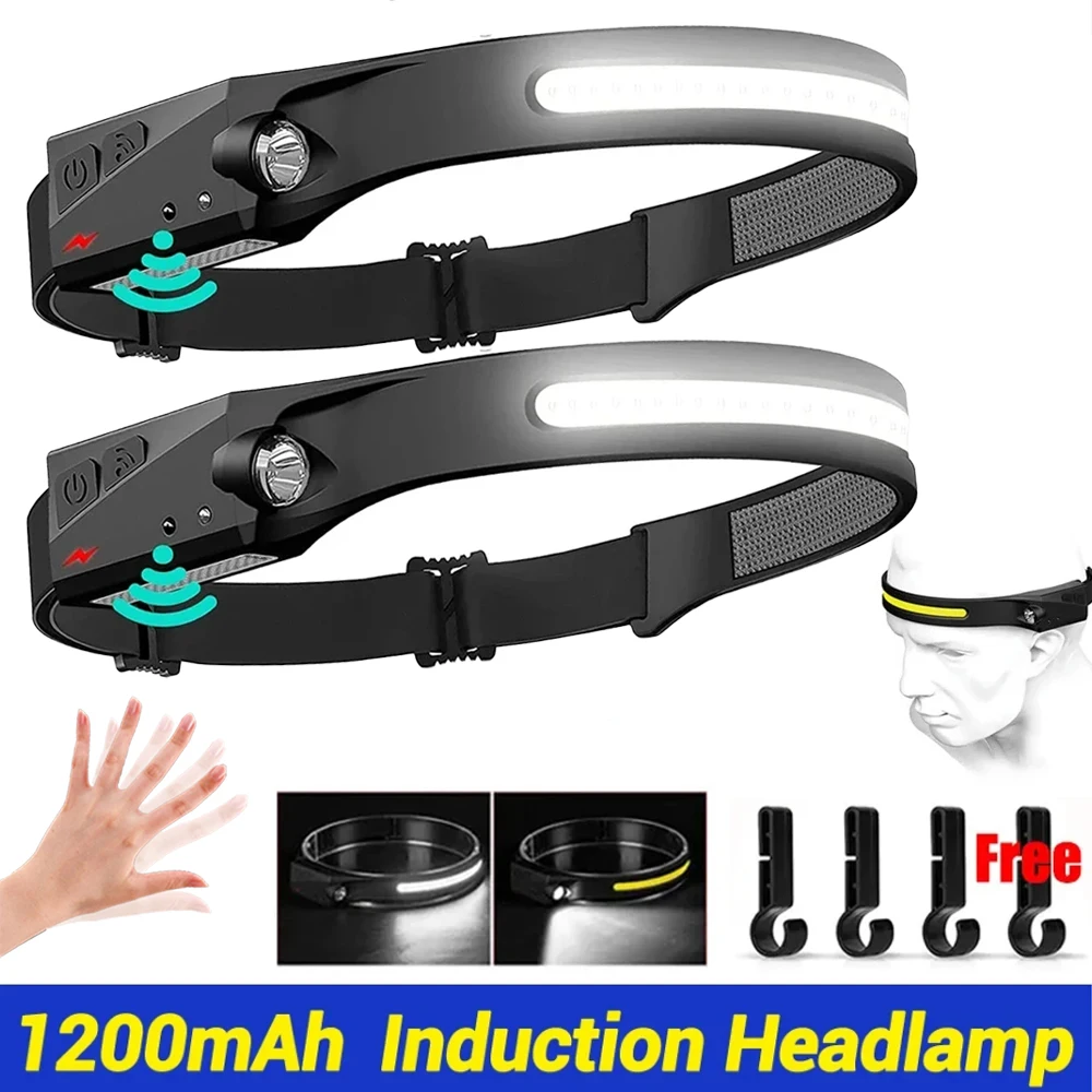 Portable Sensor Headlamp Ultra Bright LED Head Flashlight Built-in Battery USB Rechargable Outdoor Camping Fishing Headlight