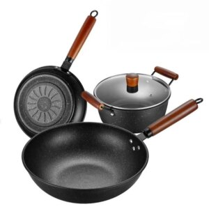 Refined Iron Rice Stone Frying Pan Frying Pan Soup Pot Non Stick Pot Suitable for Induction Cooker Gas Stove