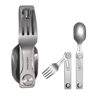Roxon C2 Camping Utensil, 2 in 1 Detachable Folding Cutlery with Fork & Spoon for Outdoor, Camping, Hiking, Easy to Carry Highly