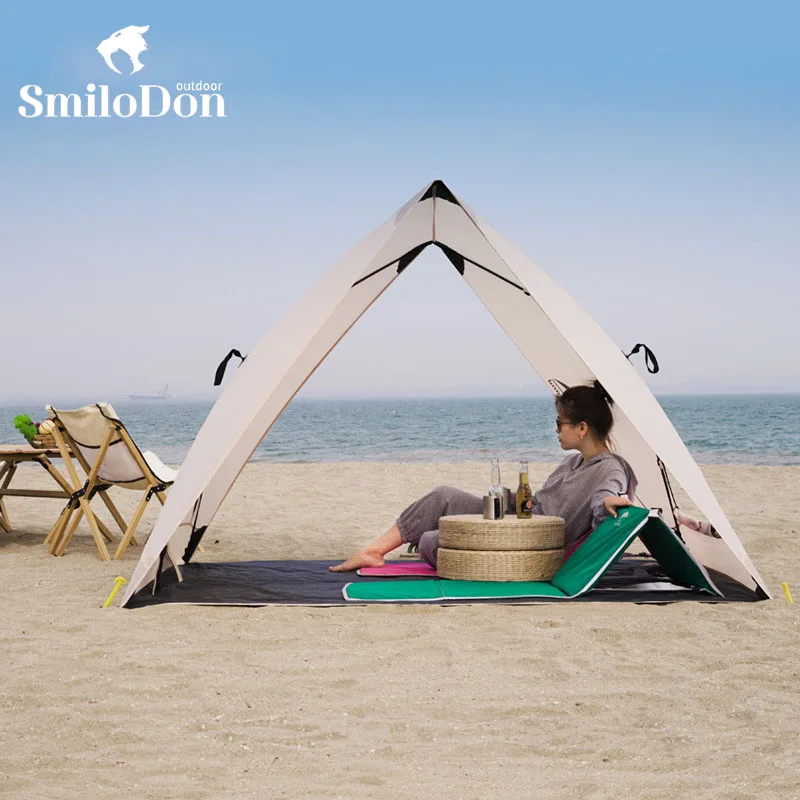 SmiloDon Camping Lightweight Pop Up Beach Tent Easy Set Up 2-3 Person Portable Sun Shade Beach Tents Picnic Canopy with UPF 50+
