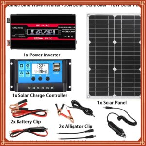 Solar Panel Camping  Kit Plate  Car Accessory Generator With  Panels Set 12v220V Charge Sine Wave Inverter Power energia solar