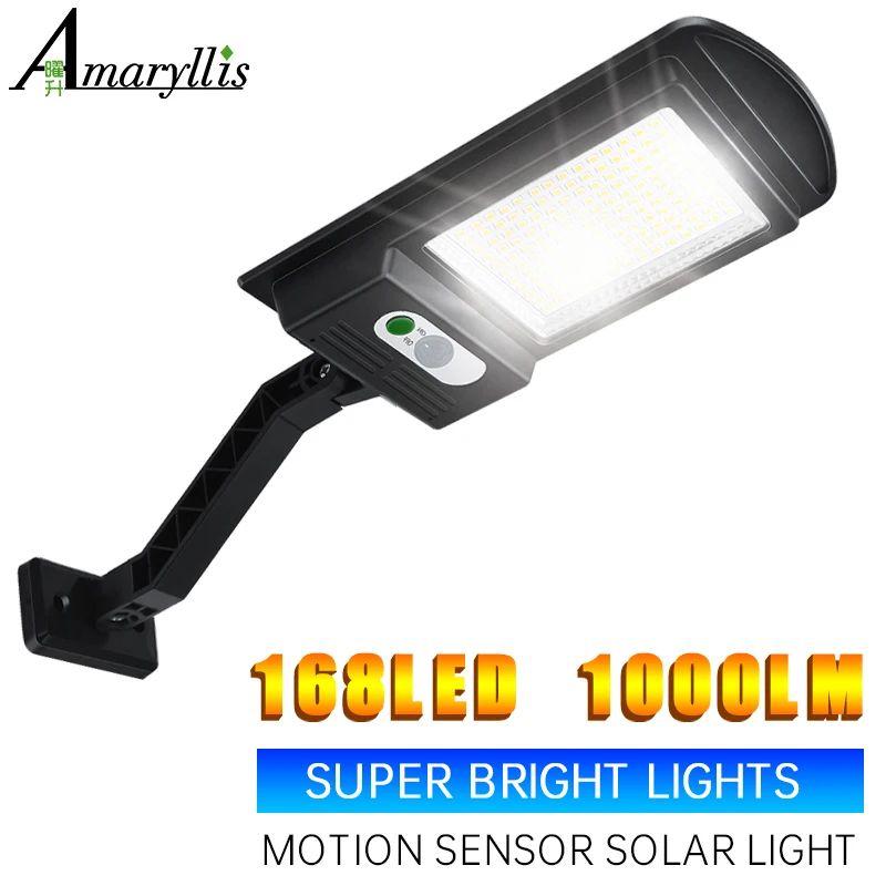 Solar Street Light  With Motion sensor Solar Parking Lot Light 168 LED IP65 Outdoor Solar Security Light for Garden Street Deck