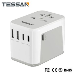 TESSAN Universal Travel Adapter with 2 USB Ports & 3 Type C, International Plug All-in-one Wall Charger for US EU UK AUS Travel