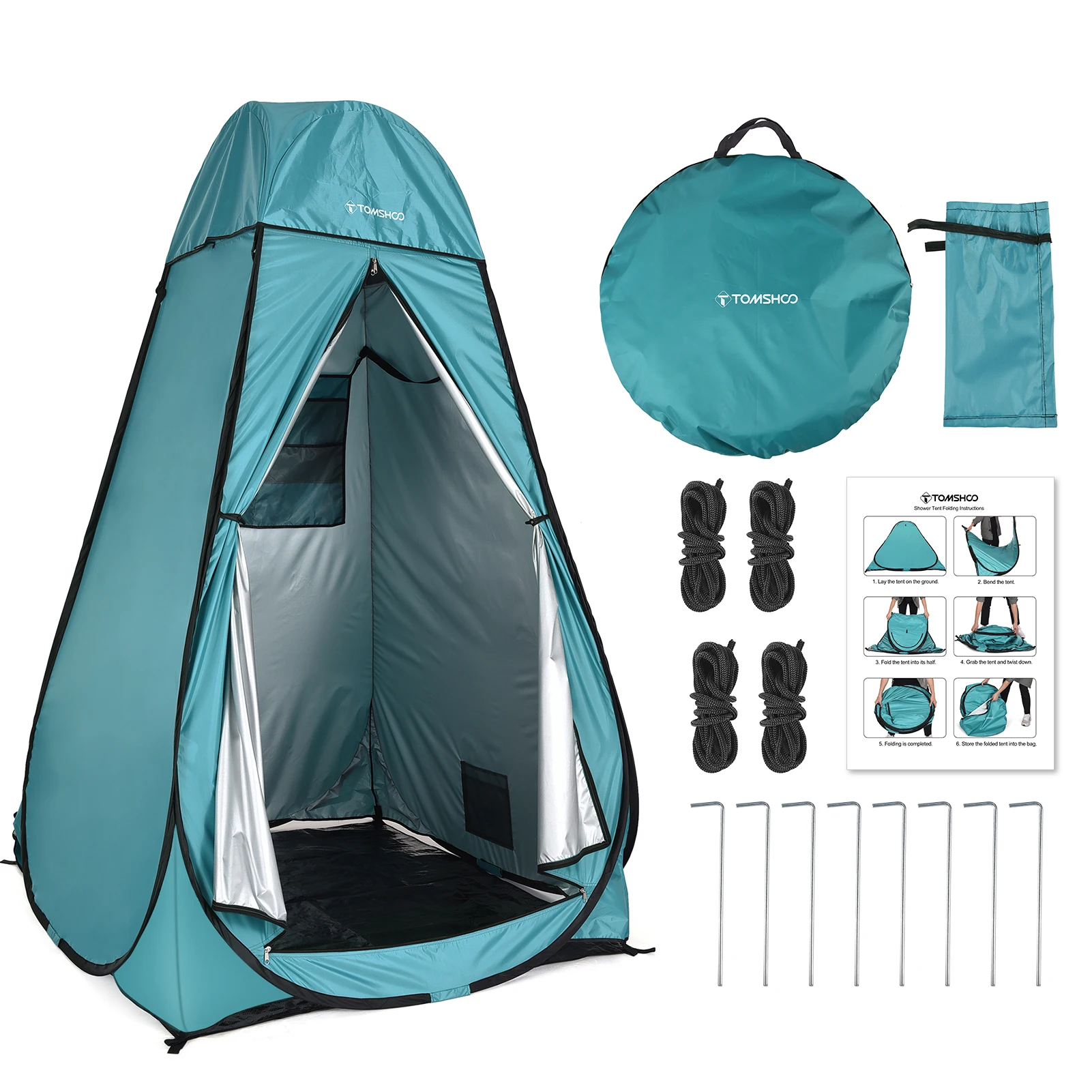 TOMSHOO Pop Up Privacy Shower Tent Changing Room Tent with Removable Rain Fly and Floor for Camping Hiking Beach Toilet Shower