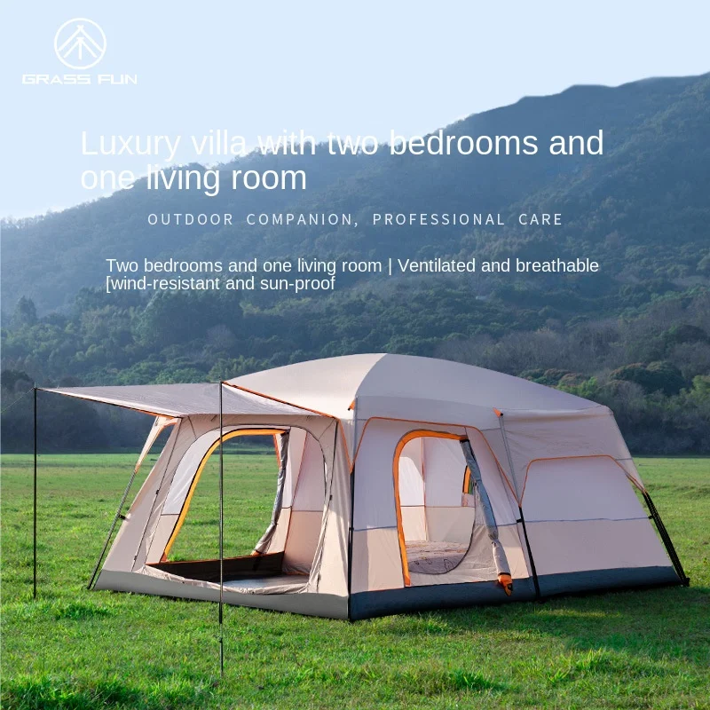 Tent And One Hall Thickened Rainproof 5 to 8 People Double Camping Outdoor Two Rooms