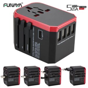 Travel Adapter International Smart Plug Adaptor Wall USB Type C Charger AC Power for USA EU UK AU US iPhone iPad Android Samsung