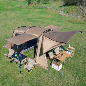 Tunnel tent 8-12 person 4-season double-layer waterproof UV resistant and windproof tent Family outdoor camping tent detachabl