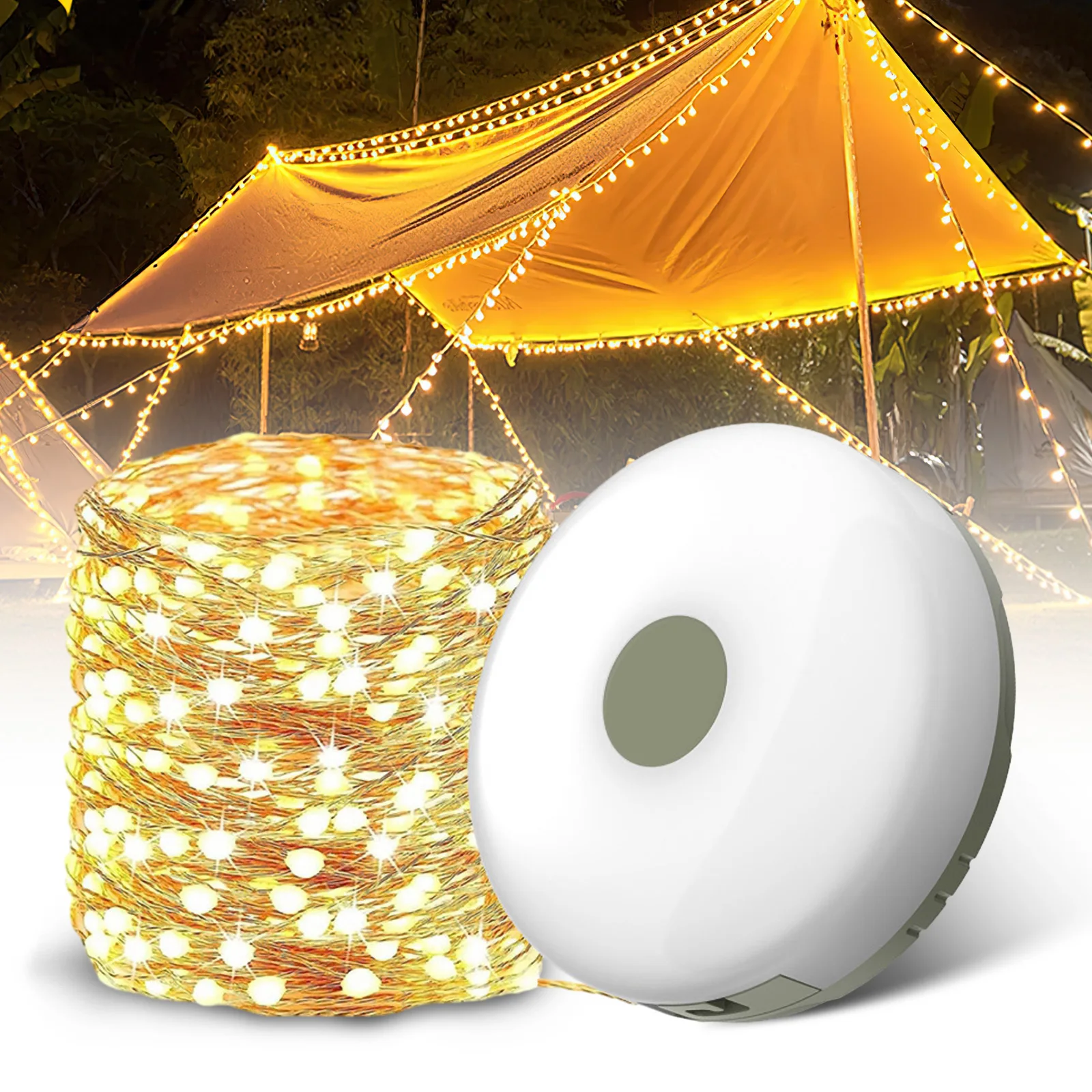USB Rechargeable Camping Atmosphere Light Outdoor Tent Light Colorful LED Flashlight with Magnet Hook 10 Meter Light Strip