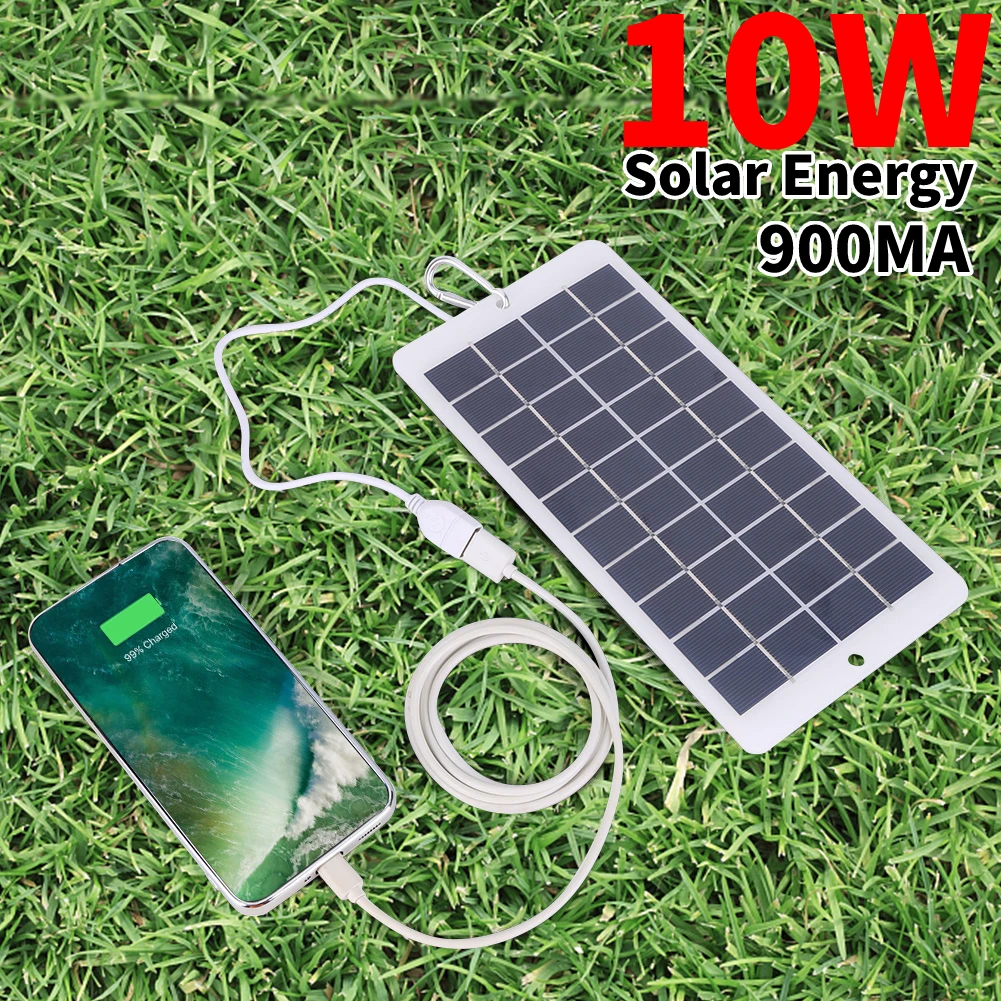 USB Solar Panel Charger 5V 10W Portable Solar Panel Output Outdoor Camping Hiking Solar System For Cell Mobile Phone Chargers