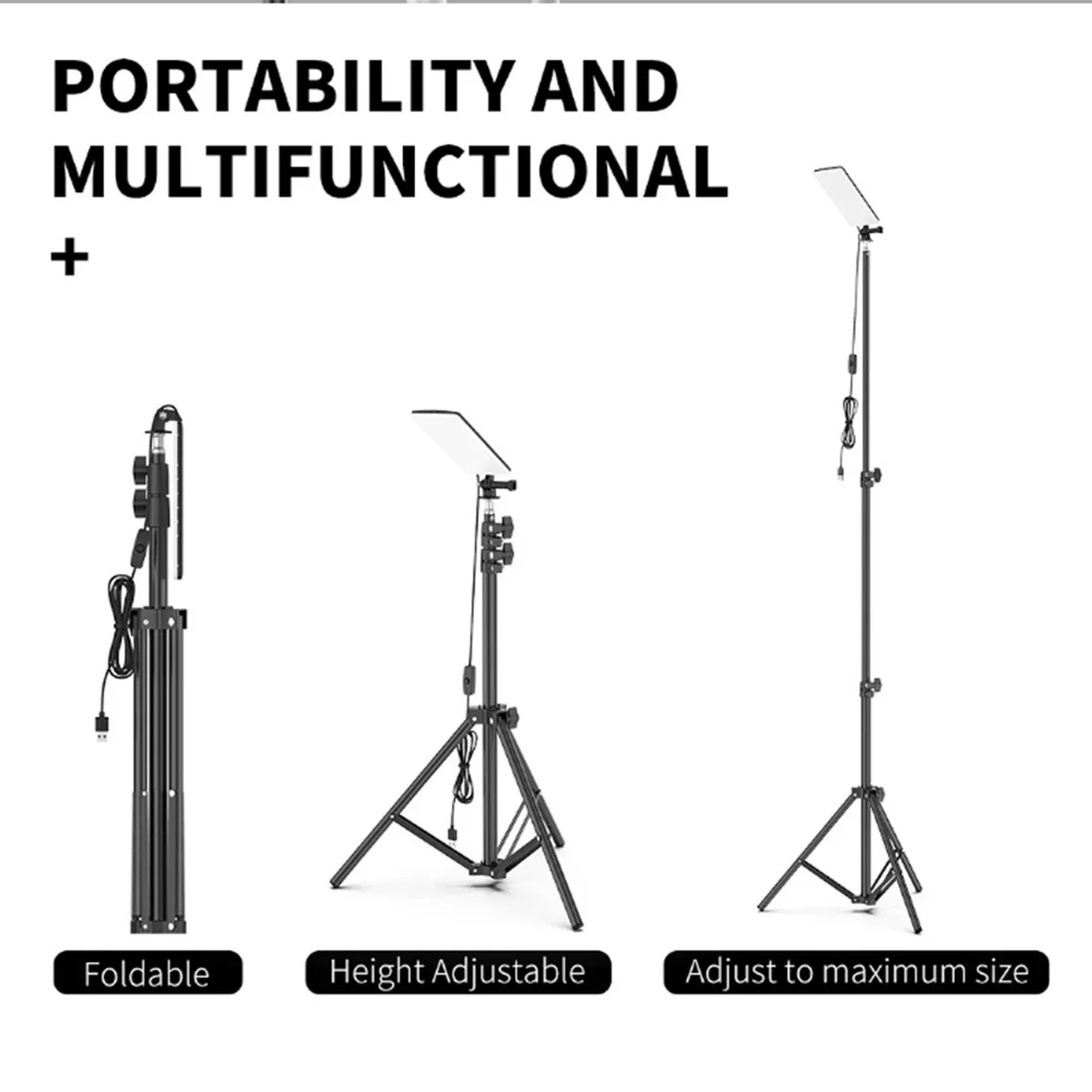 Upgraded Floodlight Light with 1.8m Tripod Adjustable Height 84 LEDs Outdoor Camping Working Photography Stand Fill Light