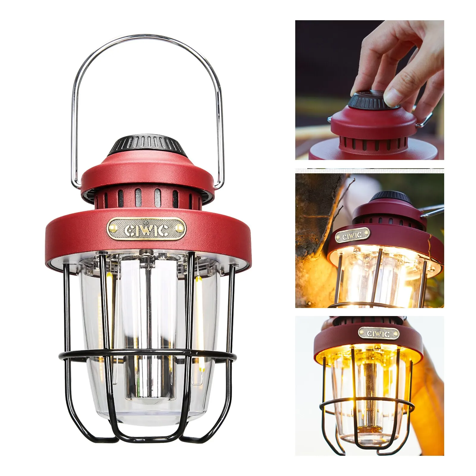 Vintage LED Camping Light Built in Battery Portable Waterproof Emergency Lantern High Power Outages Indoor Outdoor Flashlight