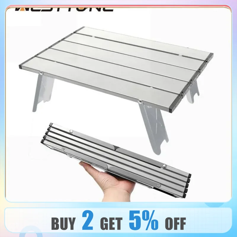 WESTTUNE Mini Camping Table Ultralight Portable Aluminum Alloy Outdoor Table Roll-Up Folding Table for Backpacking Picnic BBQ