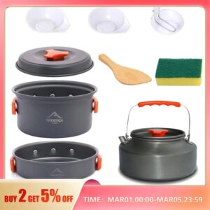 Widesea Camping Tableware Outdoor Cookware Set Pots Tourist Dishes Bowler Kitchen Equipment Gear Utensils Hiking Picnic Travel
