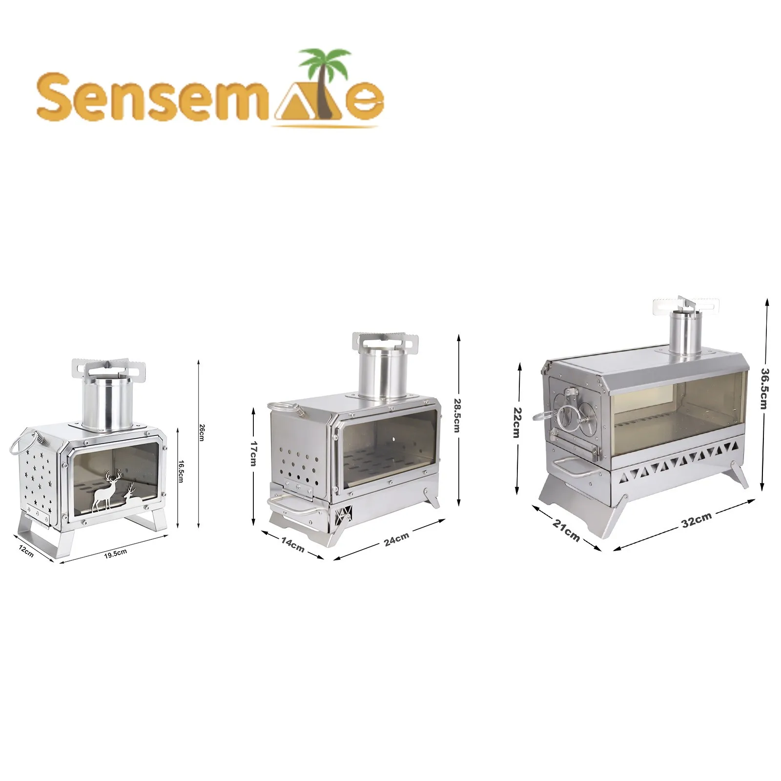 Winnerwell-Smokeless Portable Camping Fire Pit with Window Oven Bag , Stainless Steel, Tent Heater Ice-fishing Cooking BBQ 3.5KG