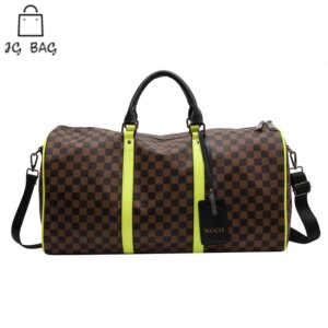 Women Travels Bag Chessboard Checkered Handheld Large Functional  Portable Travel Luggage High Capacity Extravagant Beautiful