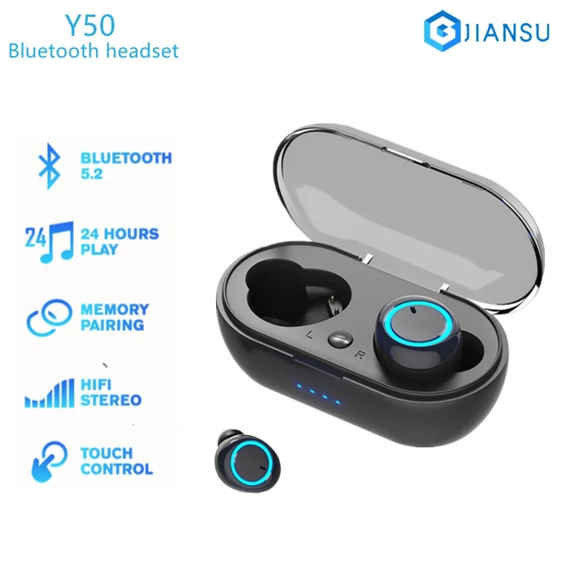 Y50 TWS Bluetooth Earphone Wireless Headphones Earpod Earbuds Gaming Headsets For Apple iPhone Xiaomi Redmi Airdots Earphone NEW