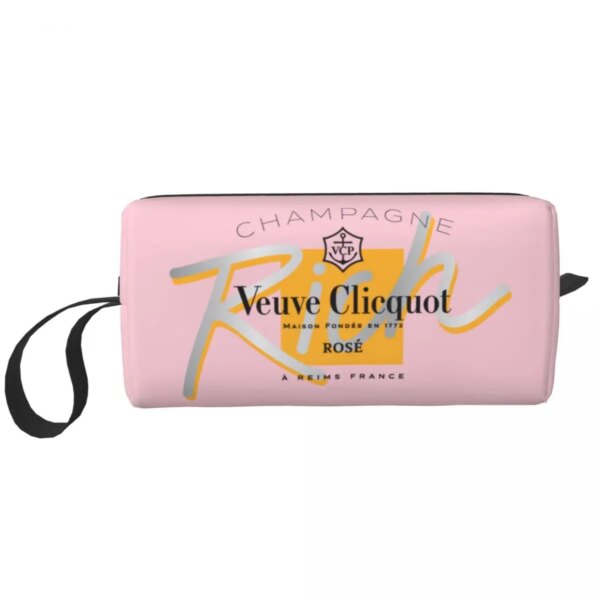 Custom Luxury Clicquot Champagne Travel Cosmetic Bag for Women Veuves Toiletry Makeup Organizer Lady Beauty Storage Dopp Kit