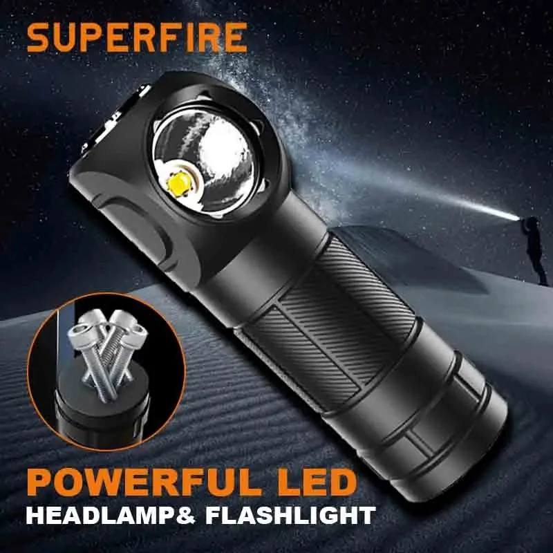 SUPERFIRE TH04 High Power LED Headlight Rechargeable USB Magnetic Tail Work Camp Light Waterproof 18650 Work Light Head Lamp